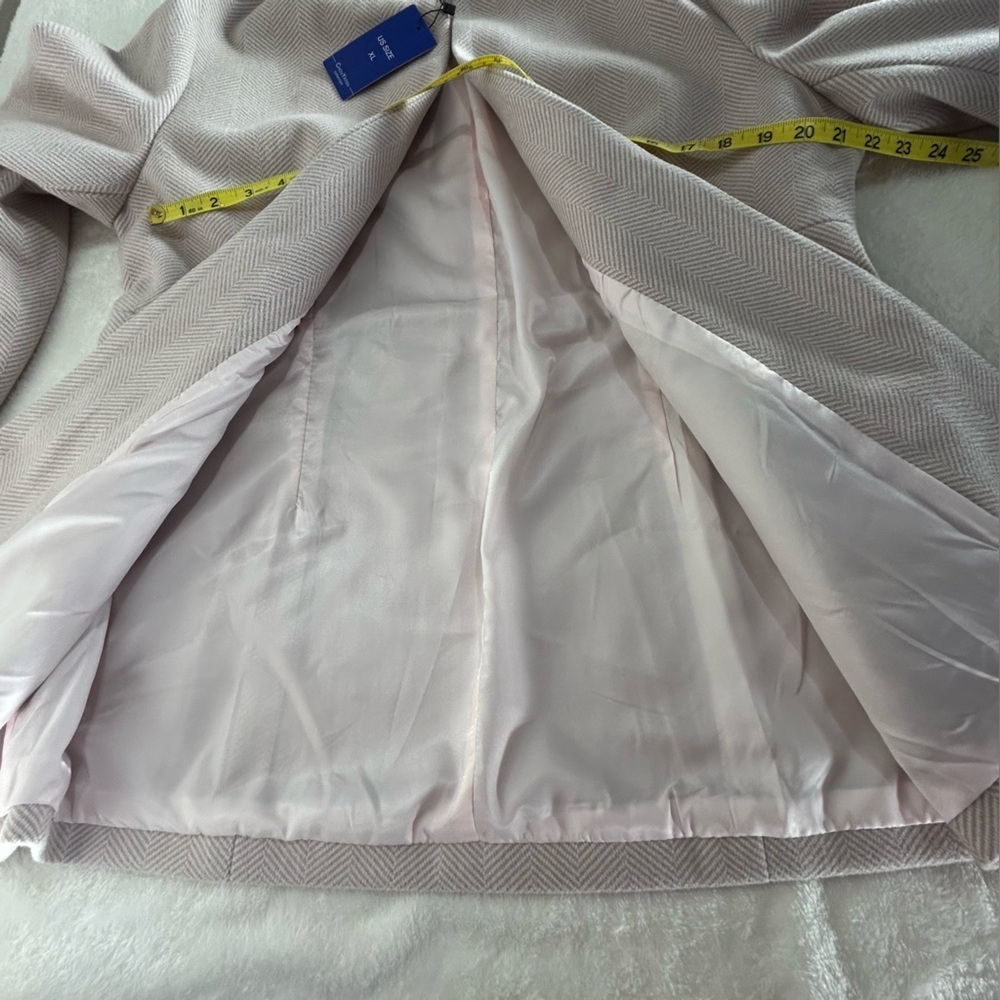 Chou Yatou Elegant Women's Herringbone Tan and Pale Pink and Jacket Size XL - Picture 11 of 14